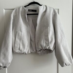 Zara Light Gray Bomber Jacket for Women